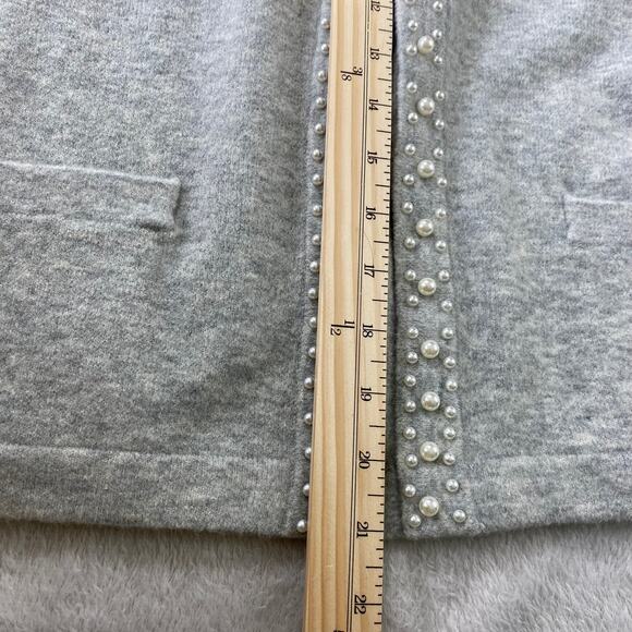 Ann Taylor Pearlized Trim Lady Jacket Cardigan Sweater Women XL Gray Old Money - Picture 11 of 11